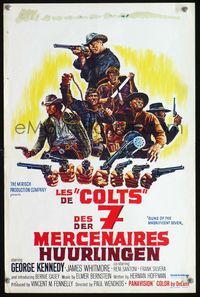 3c606 GUNS OF THE MAGNIFICENT SEVEN Belgian '69 cool art of cowboys George Kennedy, James Whitmore!