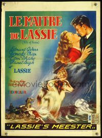 3c616 HILLS OF HOME Belgian '48 wonderful artwork of Lassie the dog, Janet Leigh & Edmund Gwenn!