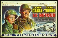 3c617 HOMECOMING Belgian poster R50s art of military doctor Clark Gable & nurse Lana Turner!