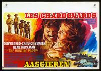 3c623 HUNTING PARTY Belgian '71 cool close-up art of Oliver Reed & Candice Bergen, human hunters!