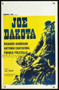 3c635 JOE DAKOTA Belgian movie poster '72 cool art of Richard Harrison with gun to outlaw's head!