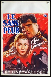3c642 KISS THE BLOOD OFF MY HANDS Belgian '48 great close-up art of Burt Lancaster & Joan Fontaine!