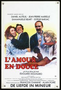 3c661 LOVE ON THE QUIET Belgian movie poster '85 L'amour en douce, Daniel Auteuil, Emmanuelle Beart!
