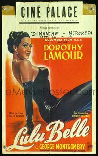 3c662 LULU BELLE Belgian movie poster '48 art of sexiest Dorothy Lamour in skin-tight black dress!