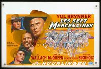 3c666 MAGNIFICENT SEVEN Belgian poster '60 John Sturges, cool artwork of Yul Brynner, Steve McQueen!