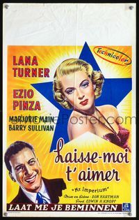 3c684 MR. IMPERIUM Belgian movie poster '51 great art of super sexy Lana Turner & singer Ezio Pinza!