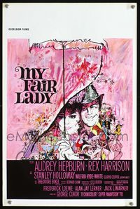 3c686 MY FAIR LADY Belgian poster R70s classic art of Audrey Hepburn & Rex Harrison by Bob Peak!