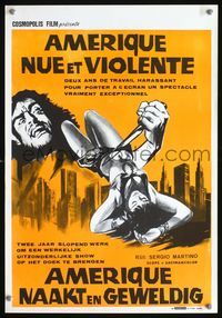 3c688 NAKED & VIOLENT Belgian movie poster '70 America cosi nuda cosi violenta, wild sexy artwork!