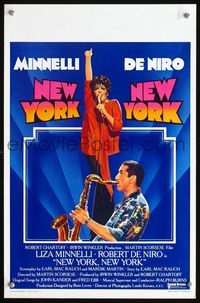 3c692 NEW YORK NEW YORK Belgian movie poster '77 Robert De Niro plays sax while Liza Minnelli sings!