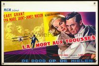 3c696 NORTH BY NORTHWEST Belgian '59 art of Cary Grant holding Eva Marie Saint, crop duster scene!