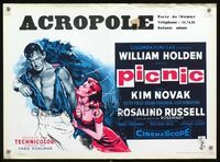 3c709 PICNIC Belgian movie poster '56 great artwork of William Holden & Kim Novak!