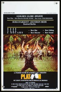 3c710 PLATOON Belgian movie poster '86 Oliver Stone, classic image of Willem Dafoe, Vietnam War!