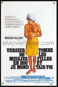 3c711 PLAY IT AGAIN SAM Belgian poster '72 great wacky image of Woody Allen in shower cap and towel!