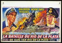 3c718 PURSUIT OF THE GRAF SPEE Belgian '57 great art of exploding destroyer, John Gregson, Quayle!