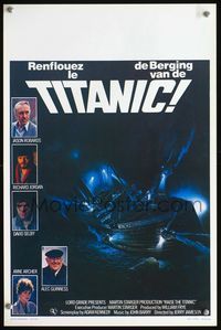3c724 RAISE THE TITANIC Belgian '80 cool art of ship being explored in the depths of the ocean!
