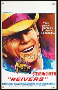 3c731 REIVERS Belgian '70 great different c/u art of smiling Steve McQueen, by William Faulkner!