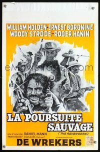 3c736 REVENGERS Belgian movie poster '72 cool art of William Holden, Ernest Borgnine, Woody Strode!