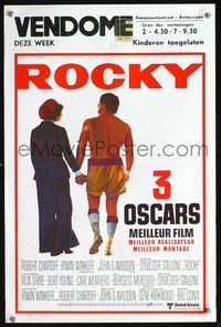 3c738 ROCKY Belgian '77 boxer Sylvester Stallone holding hands with Talia Shire, boxing classic!
