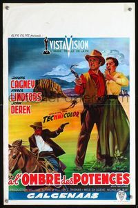 3c741 RUN FOR COVER Belgian poster R60s Nicholas Ray western, art of James Cagney & Viveca Lindfors!