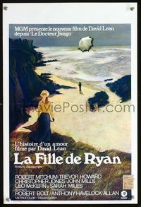 3c742 RYAN'S DAUGHTER Belgian poster '70 David Lean, Sarah Miles, really cool Lesset beach art!