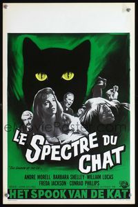 3c752 SHADOW OF THE CAT Belgian poster '61 sexy Barbara Shelley, great artwork of creepy cat eyes!
