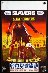 3c754 SLAVERS Belgian movie poster '78 wild art of slave about to be whipped by Peltzer!