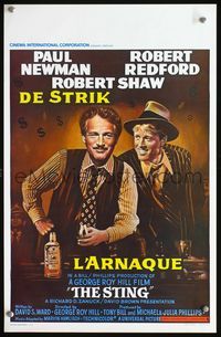 3c760 STING Belgian movie poster '74 great image of Paul Newman & Robert Redford surrounded by $!