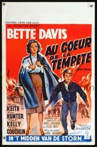 3c762 STORM CENTER Belgian poster '56 cool artwork of librarian Bette Davis, firemen vs. inferno!