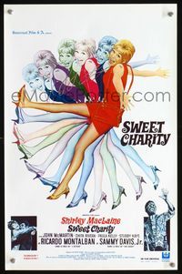 3c766 SWEET CHARITY Belgian poster '69 Bob Fosse musical, great image of dancing Shirley MacLaine!