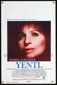3c800 YENTL Belgian movie poster '83 great close-up of Barbra Streisand, Mandy Patinkin, Amy Irving!