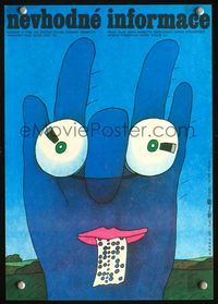 3c057 IMPROPER CHANNELS Czech 11x16 poster '83 great different wacky art of hand with face by Nagaj!