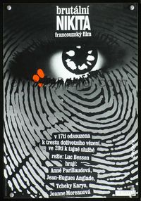 3c062 LA FEMME NIKITA Czech 11x16 '90 Luc Besson, best different eye-in-fingerprint art by Weber!