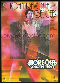 3c084 SATURDAY NIGHT FEVER Czech 11x16 '79 best different art of disco John Travolta by Ziegler!