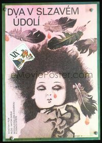 3c089 DVOE NA OSTROVE SLYOZ Czech 11x16 poster '87 Viktor Dashuk, porcelain doll artwork by Zeissig!