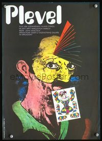 3c093 WEEDS Czech 11x16 poster '88 cool completely different art of masked man & jester by Vaca!