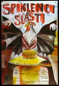 3c008 CONSPIRATORS OF PLEASURE Czech 23x34 '96 really wild art of chicken with bat wings by E.L.!