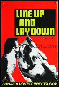 3c115 LINE UP & LAY DOWN English double crown '75 guy kissing sexy girl through plastic chair!