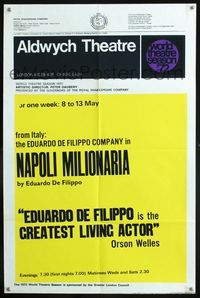 3c116 NAPOLI MILIONARIA stage play English double crown movie poster '72 by Eduardo De Filippo!