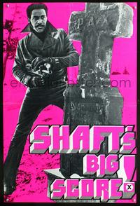 3c122 SHAFT'S BIG SCORE day-glo pink English double crown '72 Richard Roundtree w/big gun by grave!