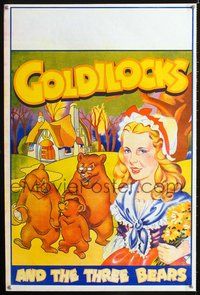 3c110 GOLDILOCKS & THE THREE BEARS English double crown '30s stone litho of lead & bears by house!