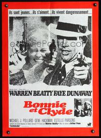 3c144 BONNIE & CLYDE French 22x31 poster R80s great different image of Warren Beatty & Faye Dunaway!