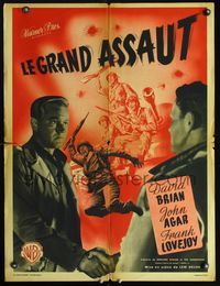 3c146 BREAKTHROUGH French 23x32 poster '50 great different image of John Agar & WWII battlin' bozos!