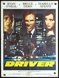 3c157 DRIVER French 23x32 '78 Walter Hill, Ryan O'Neal, Dern & Isabelle Adjani, different design!