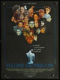 3c161 FELLINI SATYRICON French 23x31 '70 Federico's cult classic, cool cast montage by Bourduge!