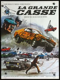 3c168 GONE IN 60 SECONDS French 23x31 movie poster '74 cool different art of stolen cars & cops!