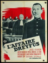 3c174 I ACCUSE French 23x32 poster '57 different close up image of Jose Ferrer is Captain Dreyfus!