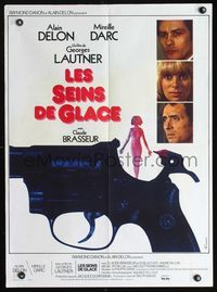 3c176 ICY BREASTS French 23x31 poster '74 great image of sexy naked girl standing on giant gun!