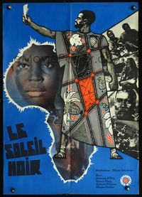 3c184 LE SOLEIL NOIR French 22x32 movie poster '50s cool art & photos of African native people!