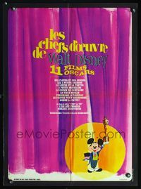 3c185 LES CHEFS D'OEUVRE DE WALT DISNEY French 23x31 '60s cool cartoon art of Mickey Mouse w/Oscar!