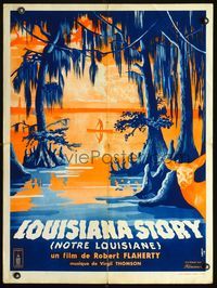 3c187 LOUISIANA STORY French 24x32 poster '49 cool artwork of man in boat on the bayou by Lobrot!